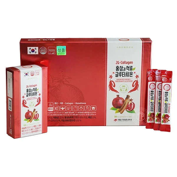 Nước hồng sâm lựu Collagen Glutathione Daedong Hàn Quốc hộp 30 gói x 10ml