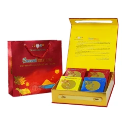 Bánh trung thu Yến Sào hộp 4 bánh x 200gr (2 thập cẩm, 2 nhân mềm)