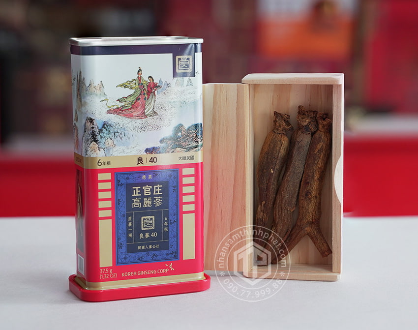 Hồng sâm củ khô hộp thiếc KGC 37.5g hồng sâm Chính phủ Jung Kwan Jang Hồng sâm củ khô hộp thiếc KGC 37.5g hồng sâm Chính phủ Jung Kwan Jang