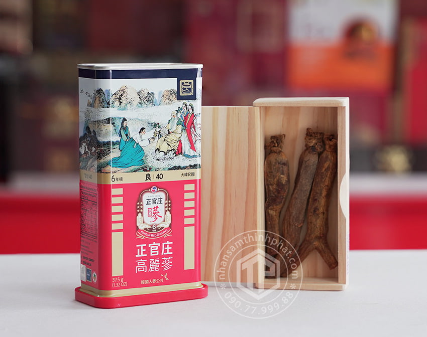 Hồng sâm củ khô hộp thiếc KGC 37.5g hồng sâm Chính phủ Jung Kwan Jang Hồng sâm củ khô hộp thiếc KGC 37.5g hồng sâm Chính phủ Jung Kwan Jang
