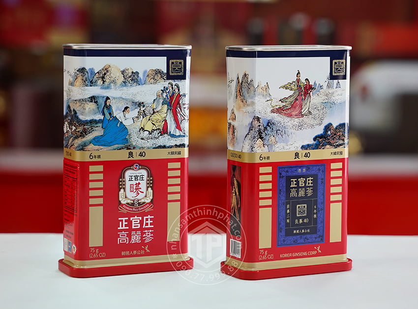 Hồng sâm củ khô hộp thiếc KGC 75g hồng sâm chính phủ Jung Kwan Jang Hồng sâm củ khô hộp thiếc KGC 75g hồng sâm chính phủ Jung Kwan Jang