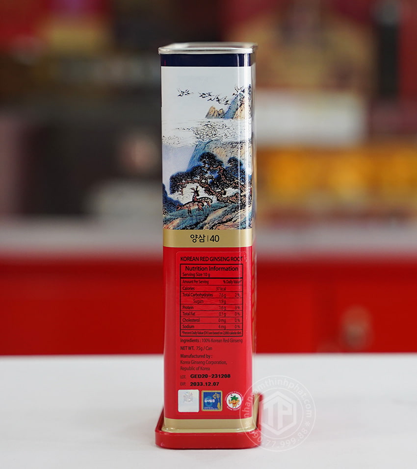 Hồng sâm củ khô hộp thiếc KGC 75g hồng sâm chính phủ Jung Kwan Jang Hồng sâm củ khô hộp thiếc KGC 75g hồng sâm chính phủ Jung Kwan Jang