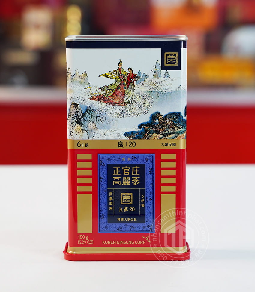 Hồng sâm củ khô KGC 20PCS 150g 7 củ hộp thiếc hồng sâm Chính phủ Jung Kwan Jang Hồng sâm củ khô KGC 20PCS 150g 7 củ hộp thiếc hồng sâm Chính phủ Jung Kwan Jang