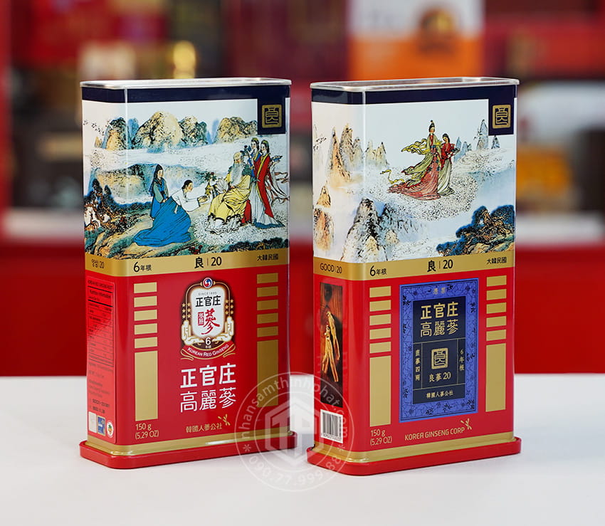 Hồng sâm củ khô KGC 20PCS 150g 7 củ hộp thiếc hồng sâm Chính phủ Jung Kwan Jang Hồng sâm củ khô KGC 20PCS 150g 7 củ hộp thiếc hồng sâm Chính phủ Jung Kwan Jang