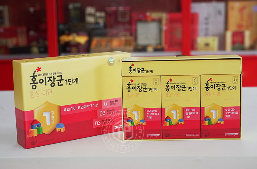 Nước hồng sâm Baby cho trẻ em cao cấp Sâm Chính phủ KGC Jung Kwan Jang hộp 30 gói x 15ml Nước hồng sâm Baby cho trẻ em cao cấp Sâm Chính phủ KGC Jung Kwan Jang hộp 30 gói x 15ml