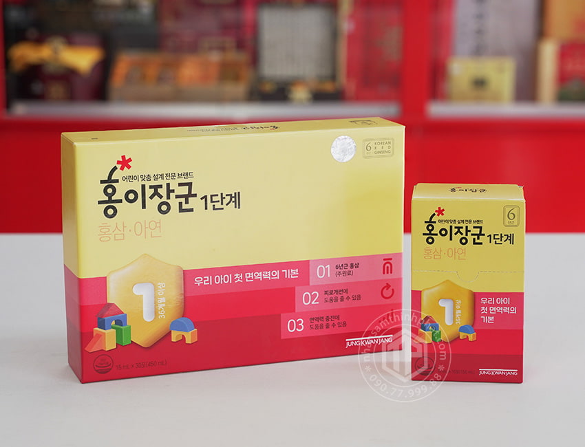 Nước hồng sâm Baby cho trẻ em cao cấp Sâm Chính phủ KGC Jung Kwan Jang hộp 30 gói x 15ml Nước hồng sâm Baby cho trẻ em cao cấp Sâm Chính phủ KGC Jung Kwan Jang hộp 30 gói x 15ml