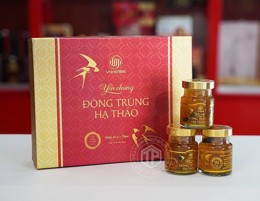 Yến sào đông trùng hạ thảo ký chủ cao cấp hộp 6 lọ Yến sào đông trùng hạ thảo ký chủ cao cấp hộp 6 lọ