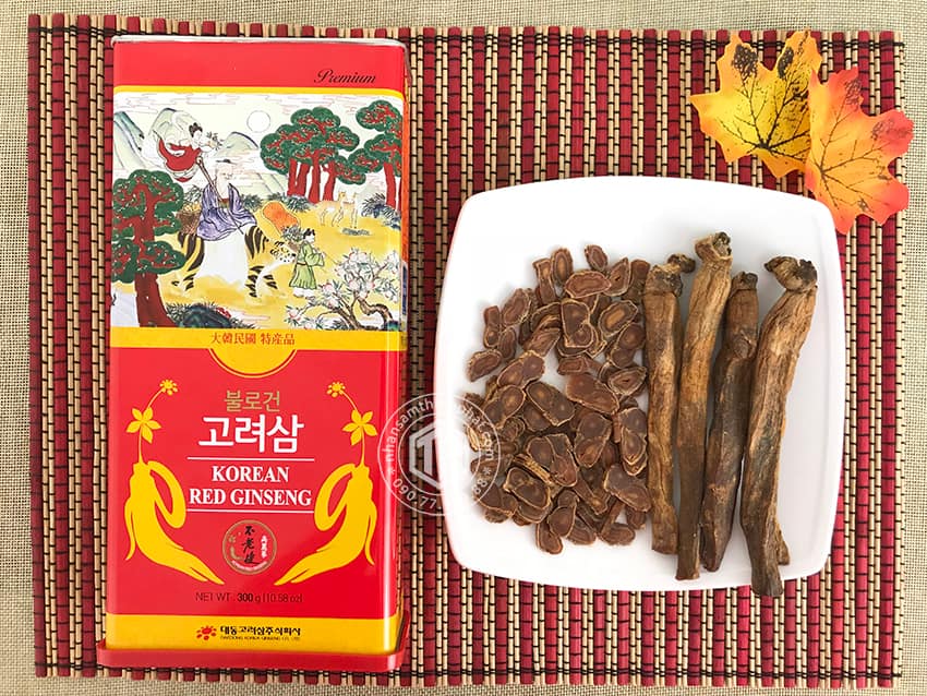 Hồng sâm khô hộp thiếc 300g 11 - 20 củ chính hãng Daedong Hàn Quốc Hồng sâm khô hộp thiếc 300g 11 - 20 củ chính hãng Daedong Hàn Quốc