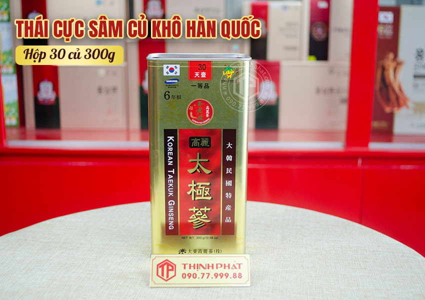 Thiên sâm củ khô Hàn Quốc chính hãng Daedong hộp 300g hộp thiếc 30 củ Thiên sâm củ khô Hàn Quốc chính hãng Daedong hộp 300g hộp thiếc 30 củ