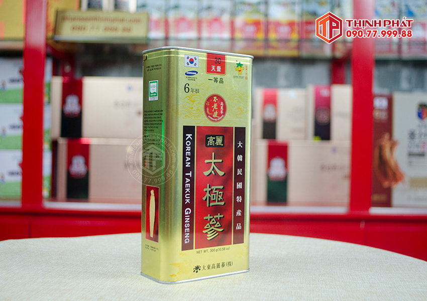 Thiên sâm củ khô Hàn Quốc chính hãng Daedong hộp 300g hộp thiếc 30 củ Thiên sâm củ khô Hàn Quốc chính hãng Daedong hộp 300g hộp thiếc 30 củ