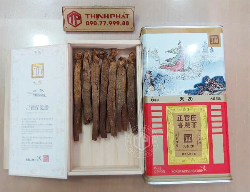 Thiên sâm chính phủ KGC Jung Kwan Jang thượng hạng Heaven 150g 7 củ Thiên sâm chính phủ KGC Jung Kwan Jang thượng hạng Heaven 150g 7 củ