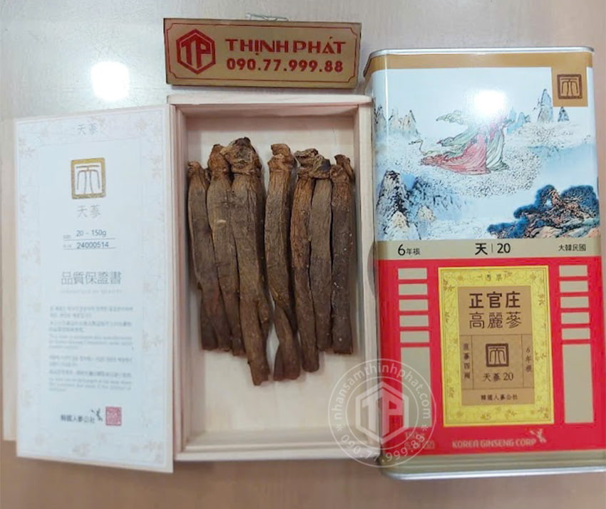 Thiên sâm chính phủ KGC Jung Kwan Jang thượng hạng Heaven 150g 7 củ Thiên sâm chính phủ KGC Jung Kwan Jang thượng hạng Heaven 150g 7 củ