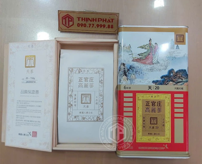 Thiên sâm chính phủ KGC Jung Kwan Jang thượng hạng Heaven 150g 7 củ Thiên sâm chính phủ KGC Jung Kwan Jang thượng hạng Heaven 150g 7 củ
