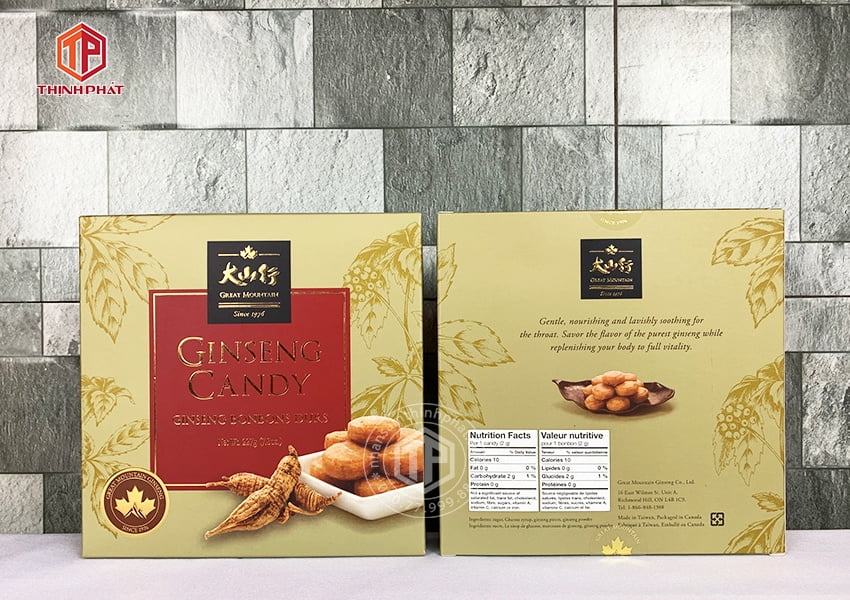 Kẹo nhân sâm cao cấp hộp 227g ít đường Kẹo nhân sâm cao cấp hộp 227g ít đường