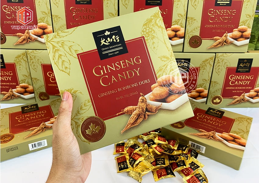 Kẹo nhân sâm cao cấp hộp 227g ít đường Kẹo nhân sâm cao cấp hộp 227g ít đường