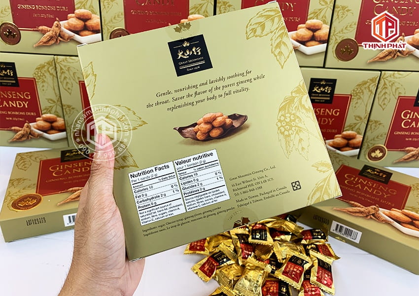 Kẹo nhân sâm cao cấp hộp 227g ít đường Kẹo nhân sâm cao cấp hộp 227g ít đường