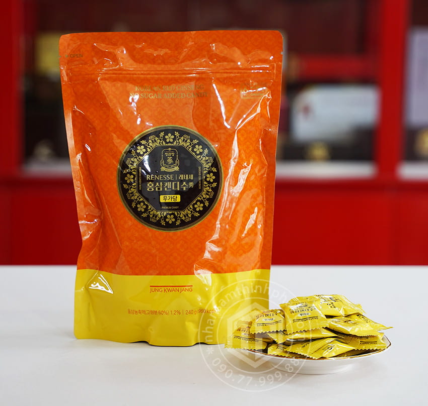 Kẹo Sâm Hàn Quốc KGC cao cấp không đường gói 240g Kẹo Sâm Hàn Quốc KGC cao cấp không đường gói 240g