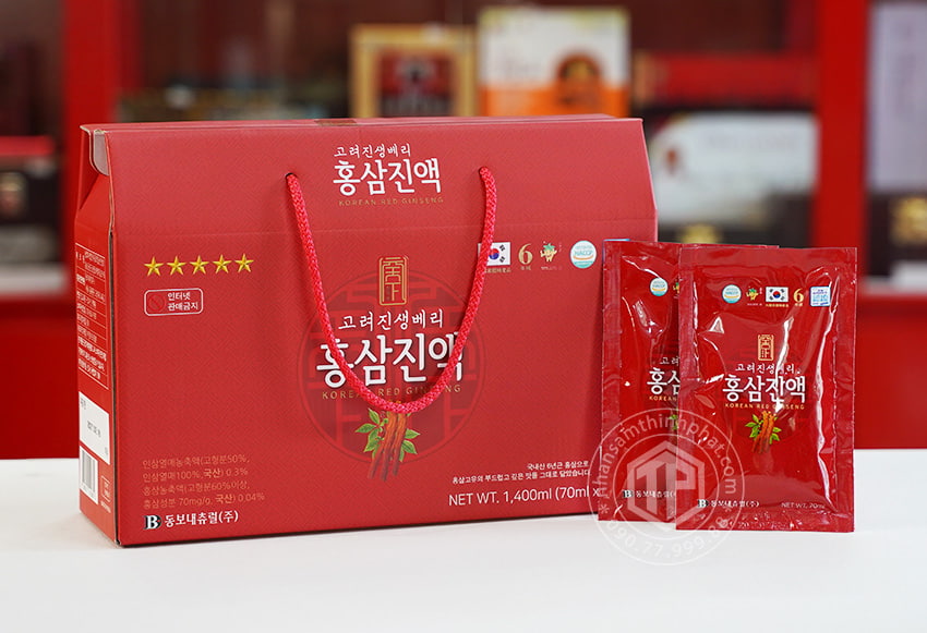 Nước hồng sâm DongWon chính hãng Hàn Quốc 6 năm tuổi hộp 20 gói x 70 ml Nước hồng sâm DongWon chính hãng Hàn Quốc 6 năm tuổi hộp 20 gói x 70 ml