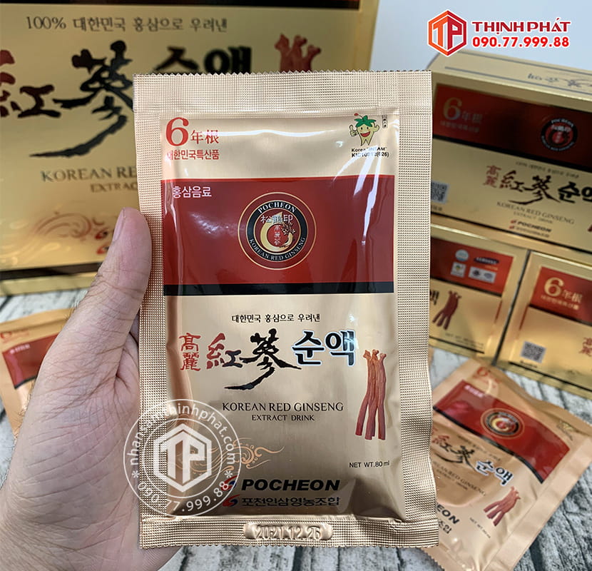 Nước hồng sâm Hàn Quốc cao cấp Pocheon 100% hộp 30 gói Nước hồng sâm Hàn Quốc cao cấp Pocheon 100% hộp 30 gói