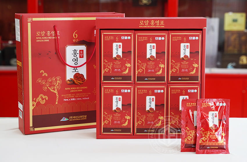 Nước hồng sấm linh chi Daesan Hàn Quốc hộp 30 gói x 70ml Nước hồng sấm linh chi Daesan Hàn Quốc hộp 30 gói x 70ml