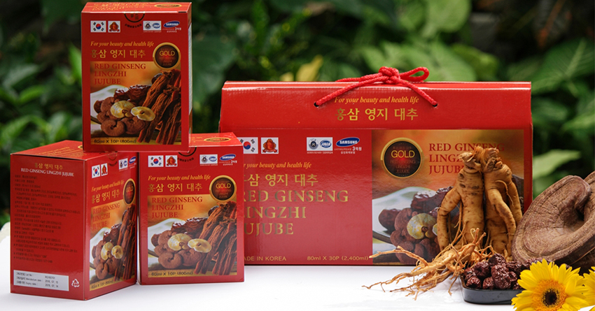 Nước hồng sâm linh chi táo đỏ Hàn Quốc hộp 30 gói x 80ml Nước hồng sâm linh chi táo đỏ Hàn Quốc hộp 30 gói x 80ml