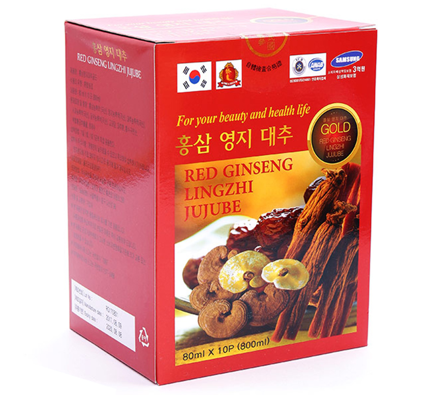 Nước hồng sâm linh chi táo đỏ Hàn Quốc hộp 30 gói x 80ml Nước hồng sâm linh chi táo đỏ Hàn Quốc hộp 30 gói x 80ml