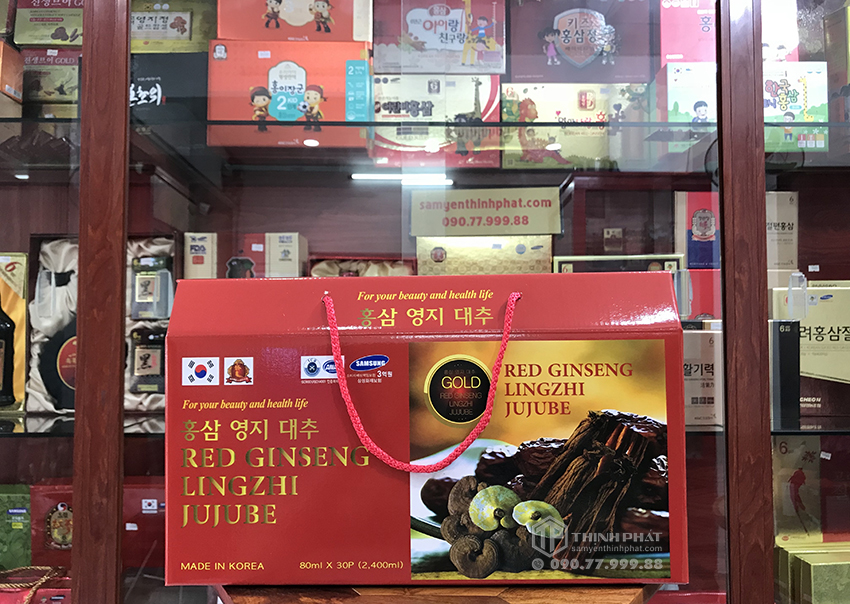 Nước hồng sâm linh chi táo đỏ Hàn Quốc hộp 30 gói x 80ml Nước hồng sâm linh chi táo đỏ Hàn Quốc hộp 30 gói x 80ml