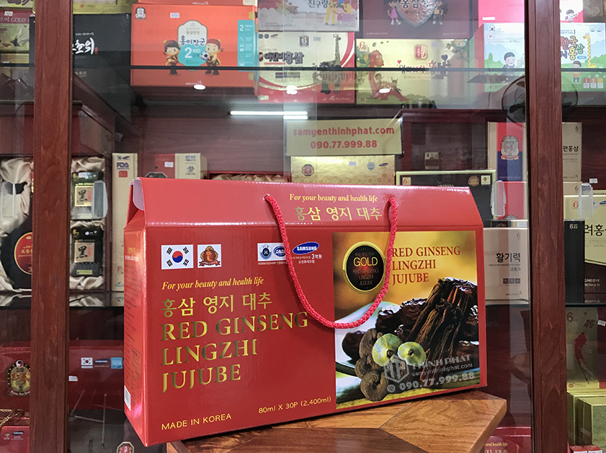 Nước hồng sâm linh chi táo đỏ Hàn Quốc hộp 30 gói x 80ml Nước hồng sâm linh chi táo đỏ Hàn Quốc hộp 30 gói x 80ml