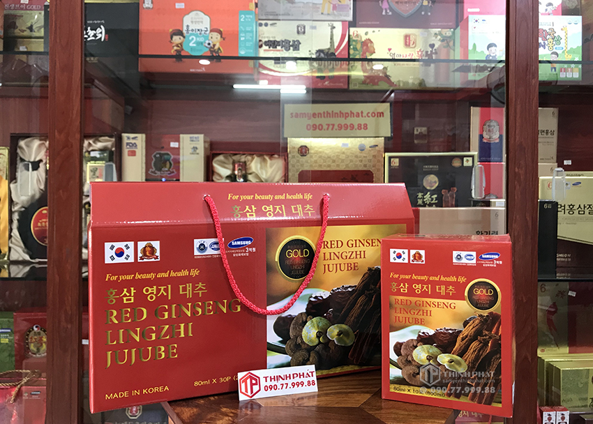 Nước hồng sâm linh chi táo đỏ Hàn Quốc hộp 30 gói x 80ml Nước hồng sâm linh chi táo đỏ Hàn Quốc hộp 30 gói x 80ml