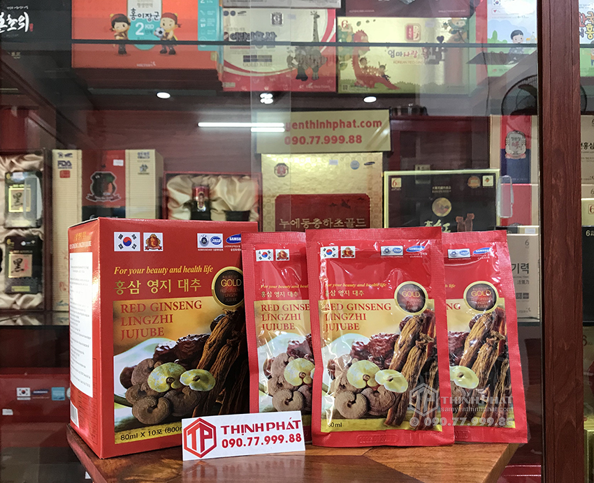 Nước hồng sâm linh chi táo đỏ Hàn Quốc hộp 30 gói x 80ml Nước hồng sâm linh chi táo đỏ Hàn Quốc hộp 30 gói x 80ml