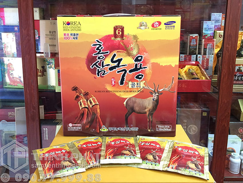 Nước tinh chất hồng sâm nhung hươu Hàn Quốc hộp 30 gói Nước tinh chất hồng sâm nhung hươu Hàn Quốc hộp 30 gói