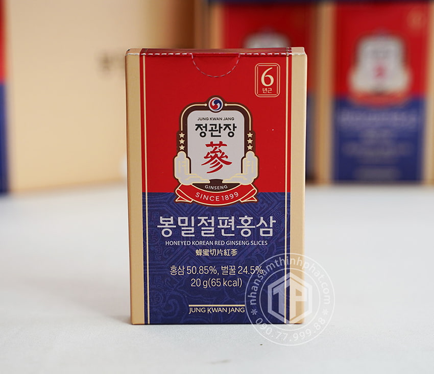 Hồng sâm lát tẩm mật ong KGC Sâm Chính phủ cao cấp hộp 6 gói 120g - Jung Kwan Jang