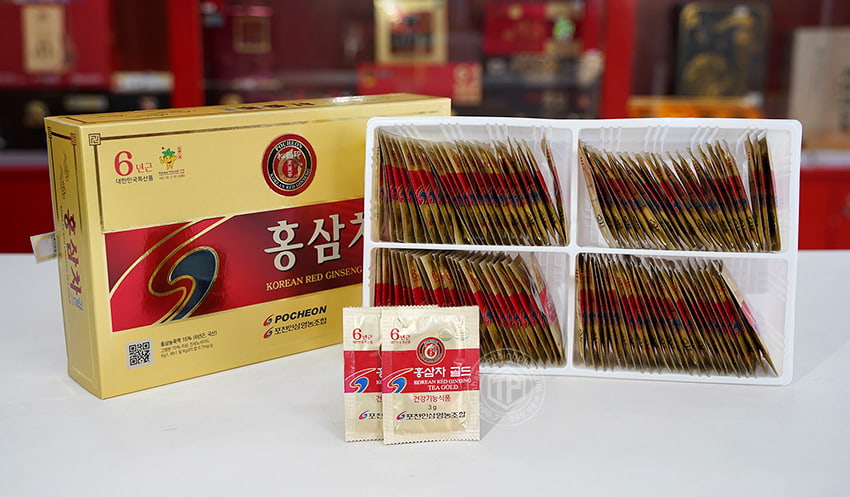 Trà hồng sâm Hàn Quốc Pocheon hộp 100 gói Trà hồng sâm Hàn Quốc Pocheon hộp 100 gói