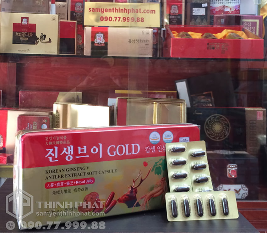 Viên sâm nhung linh chi Hàn Quốc Gold hộp 120 viên Dongwon Viên sâm nhung linh chi Hàn Quốc Gold hộp 120 viên Dongwon