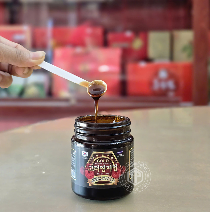 Cao linh chi núi Hàn Quốc cao cấp hộp gỗ đen 3 lọ x 120g gold Cao linh chi núi Hàn Quốc cao cấp hộp gỗ đen 3 lọ x 120g gold