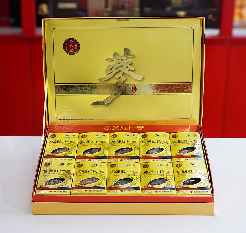 Hồng sâm khô thái lát Daedong Hàn Quốc 200g 10 hộp nhỏ Hồng sâm khô thái lát Daedong Hàn Quốc 200g 10 hộp nhỏ