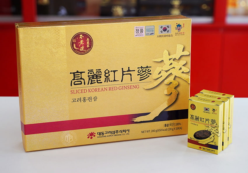 Hồng sâm khô thái lát Daedong Hàn Quốc 200g 10 hộp nhỏ Hồng sâm khô thái lát Daedong Hàn Quốc 200g 10 hộp nhỏ