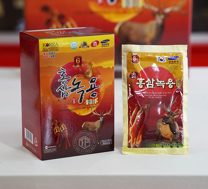 Nước tinh chất hồng sâm nhung hươu Hàn Quốc hộp 30 gói Nước tinh chất hồng sâm nhung hươu Hàn Quốc hộp 30 gói