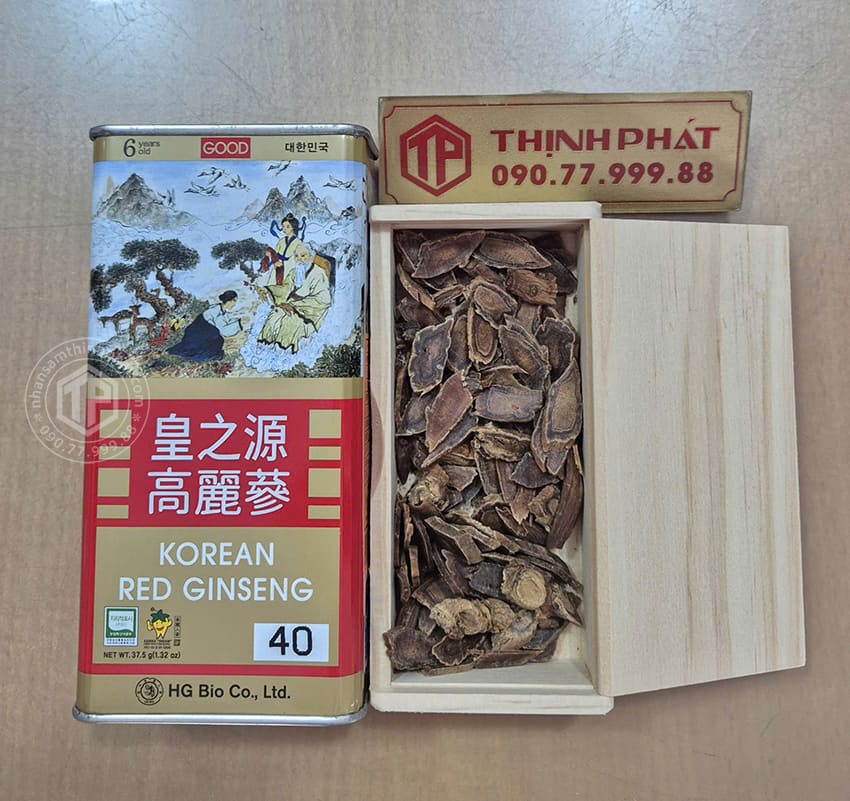 Hồng sâm củ khô hộp thiếc HG Bio 37.5g chính hãng Hàn Quốc Hồng sâm củ khô hộp thiếc HG Bio 37.5g chính hãng Hàn Quốc