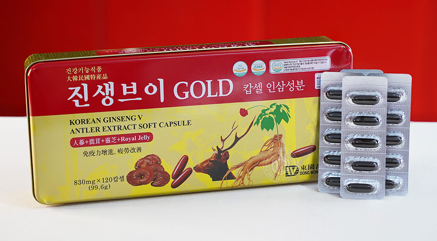 Viên sâm nhung linh chi Hàn Quốc Gold hộp 120 viên Dongwon Viên sâm nhung linh chi Hàn Quốc Gold hộp 120 viên Dongwon