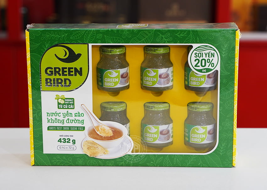 Yến chưng sẵn không đường Green Bird hộp 6 lọ Yến chưng sẵn không đường Green Bird hộp 6 lọ