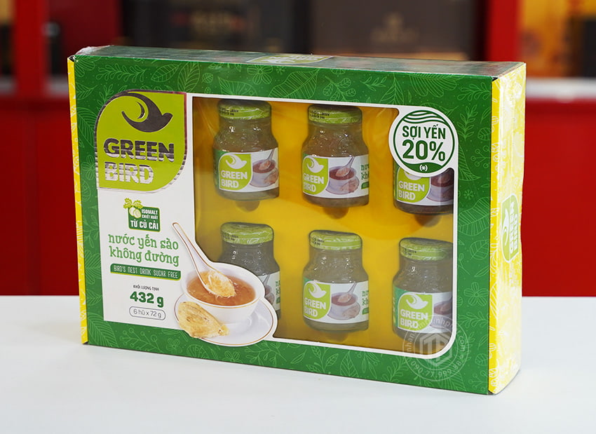 Yến chưng sẵn không đường Green Bird hộp 6 lọ Yến chưng sẵn không đường Green Bird hộp 6 lọ