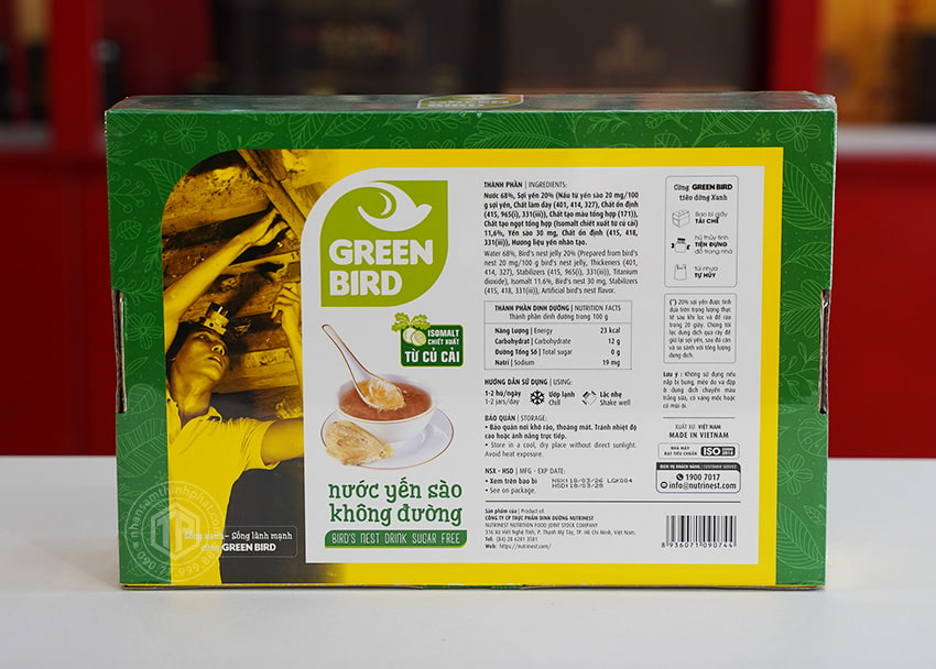 Yến chưng sẵn không đường Green Bird hộp 6 lọ Yến chưng sẵn không đường Green Bird hộp 6 lọ