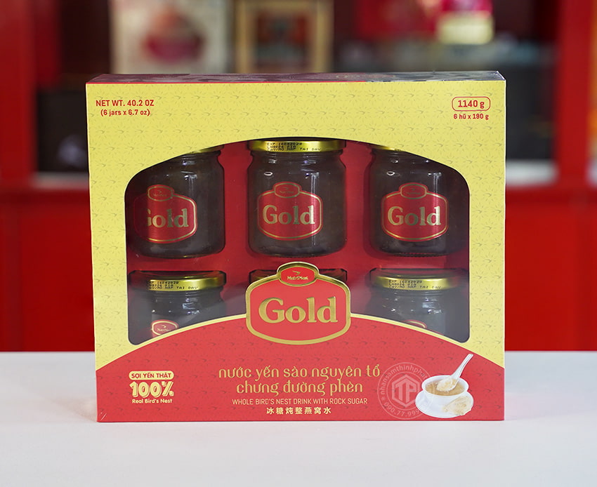 Tổ yến chưng đường phèn 100% tổ yến hộp 6 hũ - 190g/ hũ - Gold Bird Tổ yến chưng đường phèn 100% tổ yến hộp 6 hũ - 190g/ hũ - Gold Bird