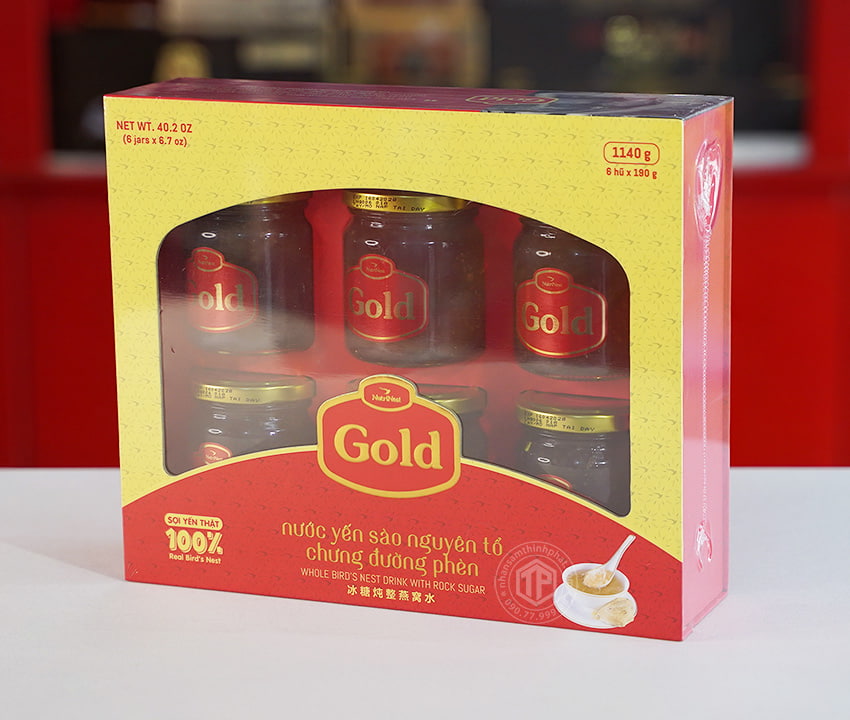 Tổ yến chưng đường phèn 100% tổ yến hộp 6 hũ - 190g/ hũ - Gold Bird Tổ yến chưng đường phèn 100% tổ yến hộp 6 hũ - 190g/ hũ - Gold Bird