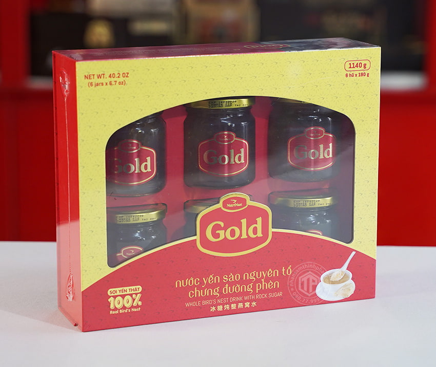 Tổ yến chưng đường phèn 100% tổ yến hộp 6 hũ - 190g/ hũ - Gold Bird Tổ yến chưng đường phèn 100% tổ yến hộp 6 hũ - 190g/ hũ - Gold Bird