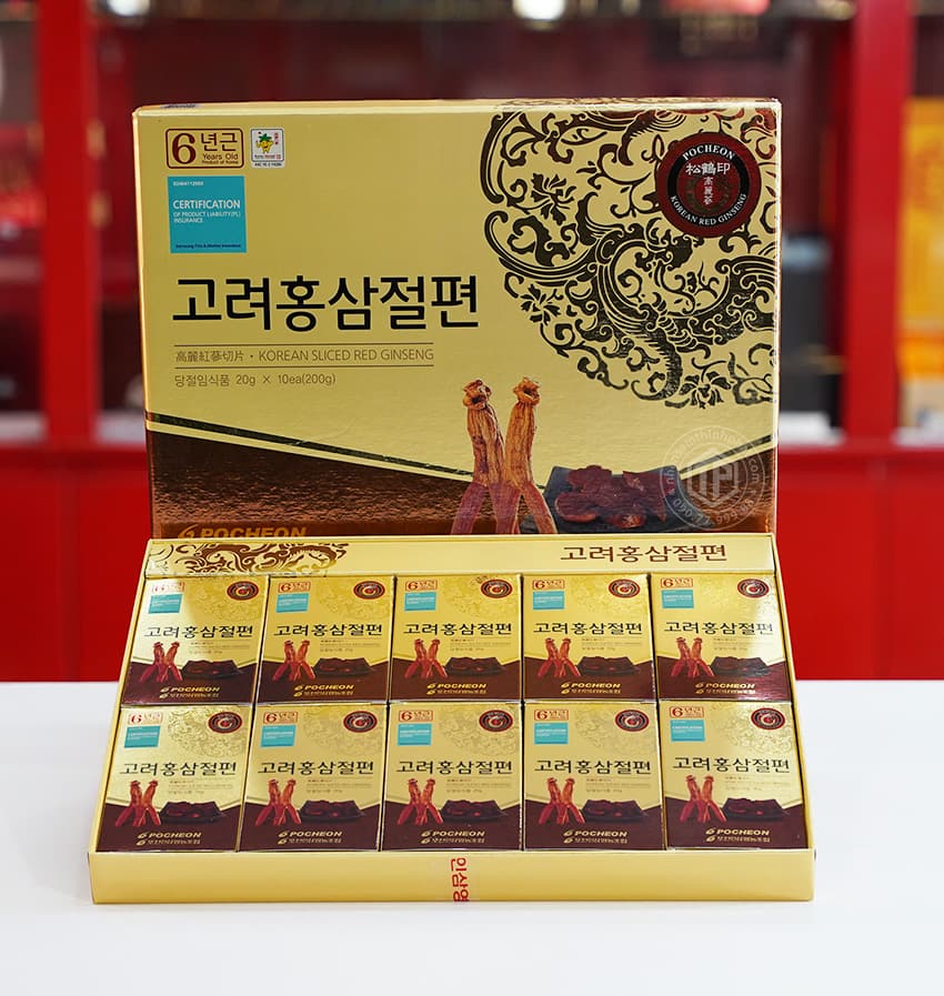 Hồng sâm lát tẩm sâm Hàn Quốc chính hãng Pocheon hộp 200g Hồng sâm lát tẩm sâm Hàn Quốc chính hãng Pocheon hộp 200g