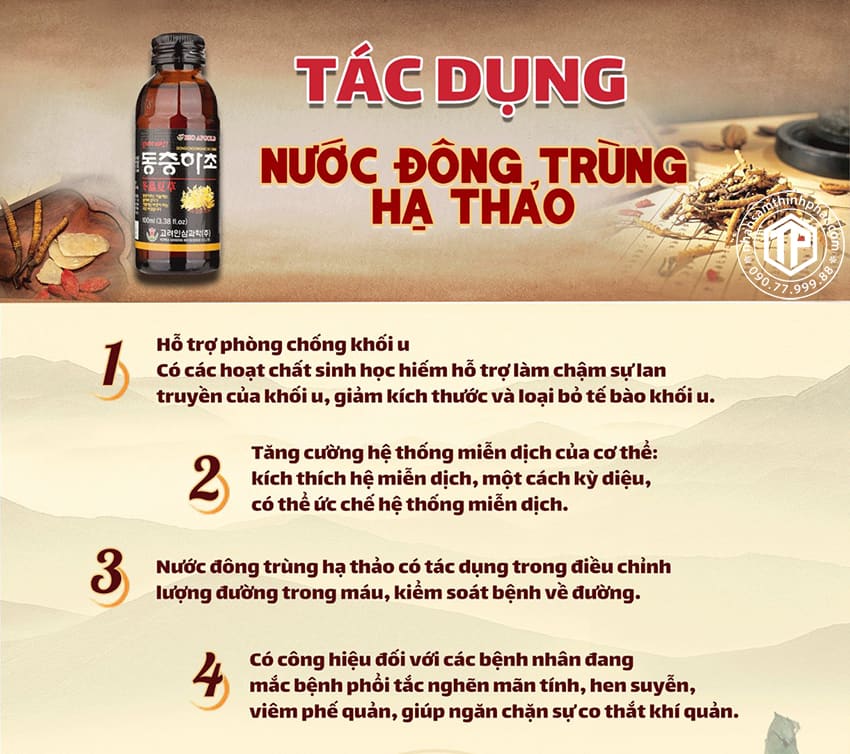 Tác dụng của nước đông trùng hạ thảo