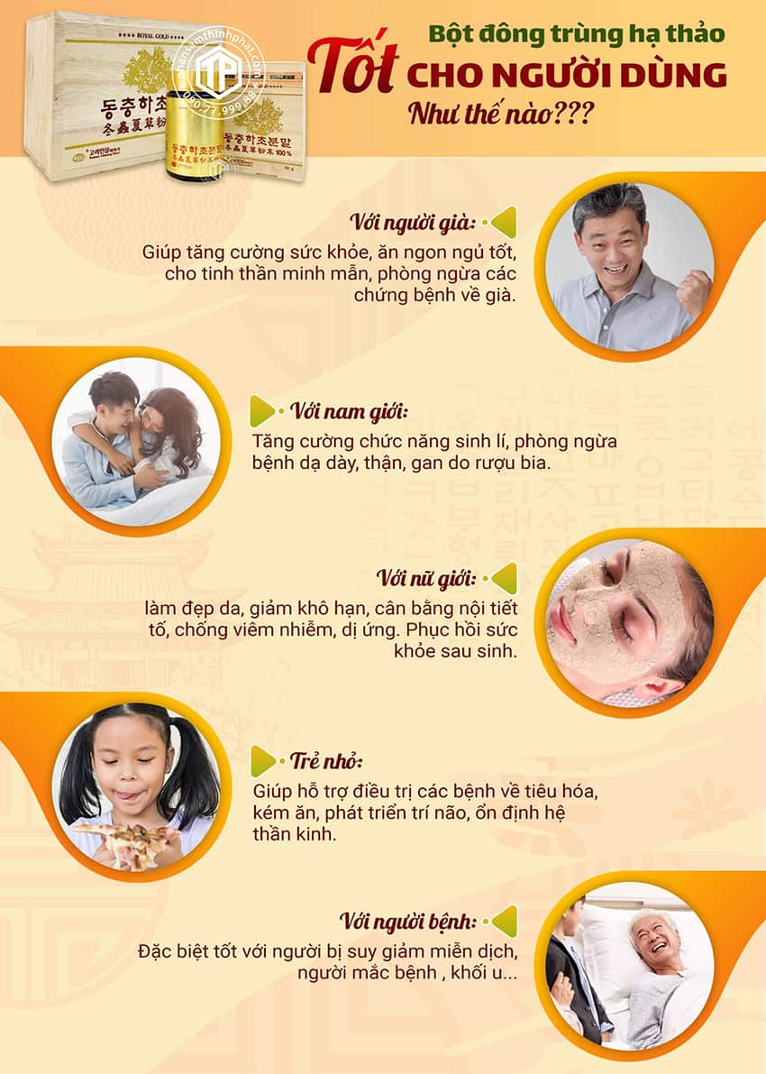 Bột đông trùng hạ thảo tốt cho người dùng như thế nào?