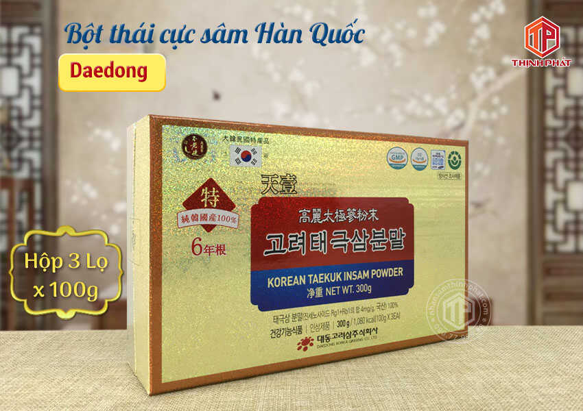 Bột thái cực sâm Hàn Quốc Daedong hộp 3 lọ x 100g Bột thái cực sâm Hàn Quốc Daedong hộp 3 lọ x 100g
